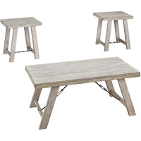 Wooden Table Set with Canted Legs and Tension Bars, Washed White
