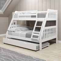 TWIN/FULL MISSION BUNK BED W/TWIN TRUNDLE BED IN WHITE FINISH