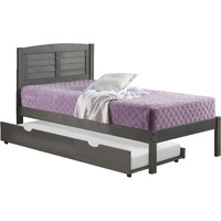 TWIN LOUVER BED WITH TRUNDLE BED ANTIQUE GREY