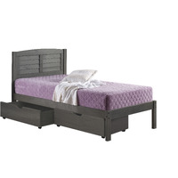 TWIN LOUVER BED WITH UNDER BED DRAWERS ANTIQUE GREY