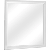 Square Molded Wooden Frame Dresser Mirror, White and Silver