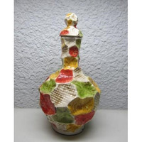 CERAMIC VASE W/LID MULTICOLOR