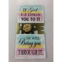 MDF wall plaque w/flower-HOPE