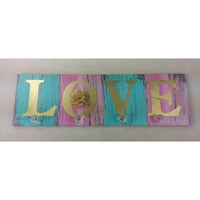 MDF gold wall plaq w/knob-LOVE