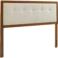 Draper Tufted Queen Fabric and Wood Headboard - Walnut Beige