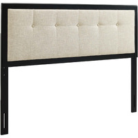Draper Tufted King Fabric and Wood Headboard - Black Beige