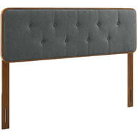 Collins Tufted Twin Fabric and Wood Headboard - Walnut Charcoal