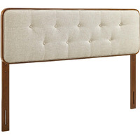 Collins Tufted King Fabric and Wood Headboard - Walnut Beige