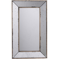 Filo 24 Inch Wall Mirror, Raised Tray Edges, Mirrored Rectangular Frame