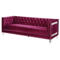 ACME Heibero Sofa w/2 Pillows, Burgundy Velvet