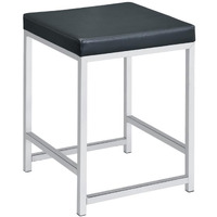 Vanity Stool with Leatherette Seat and Tubular Frame, Black