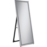 Cheval Mirror with Rhinestone Inlay and Easel Back, Silver