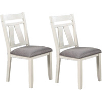 Lexi 24 Inch Classic Dining Side Chair, Padded Seat, Set of 2, Gray, White