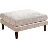 Rio 32 Inch Modular Ottoman, Box Cushion Seat, Wood Legs, Beige Fabric