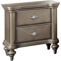 Ada 28 Inch Classic Rustic 2 Drawer Nightstand, Chevron Design, Brown