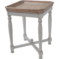25 Inch Square End Side Table, Fir Wood, Natural Brown, Antique White
