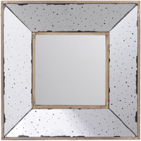 Joe 12 Inch Square Wall Mirror, 3 Dimensional, Speckled Off White and Brown