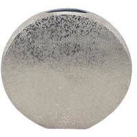 15 Inch Modern Decorative Vase, Round, Silver Finished Aluminum Frame