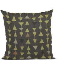 Plutus River Rock Manti Embroydery, Some Of The Triangles Have Metalic Threads Luxury Throw Pillow - Double sided  12" x 20"