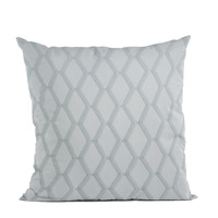 Plutus Silver Diamond Shiny Fabric With Embroydery Luxury Throw Pillow - Double sided  18" x 18"