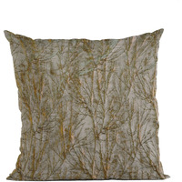 Plutus Patina Yarns Shiny Fabric With Twig Pattern Luxury Throw Pillow - Double sided  20" x 30" Queen