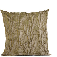 Plutus Burnished Bronze Yarns Shiny Fabric With Twig Pattern Luxury Throw Pillow - Double sided  12" x 20"