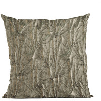 Plutus Gunmetal Yarns Shiny Fabric With Twig Pattern Luxury Throw Pillow - Double sided  20" x 26" Standard