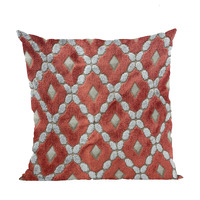 Plutus Velvet Majestic Red, Gray Handmade Luxury Pillow - Double sided  16" x 16"