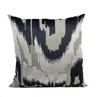 Plutus Velvet Glamour Black, Gray, Cream Handmade Luxury Pillow - Double sided  12" x 20"