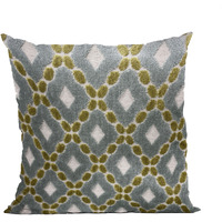 Plutus Velvet Majestic Blue, Citrine, Cream Handmade Luxury Pillow - Double sided  12" x 20"