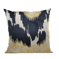 Plutus Velvet Glamour Black, Gold, Cream Handmade Luxury Pillow - Double sided  20" x 20"