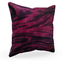 Plutus Fuchsia Black Galaxy Animal Faux Fur Luxury Throw Pillow - Double sided  20" x 30" Queen
