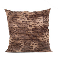 Plutus Brown Luxe Lash Animal Faux Fur Luxury Throw Pillow - Double sided  18" x 18"