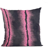 Plutus Fuchsia Black Fluffy Fields Animal Faux Fur Luxury Throw Pillow - Double sided  18" x 18"