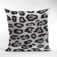 Plutus Gray Silver Jaguar Animal Faux Fur Luxury Throw Pillow - Double sided  20" x 26" Standard