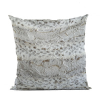 Plutus Taupe Lynx Animal Faux Fur Luxury Throw Pillow - Double sided  24" x 24"