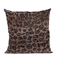 Plutus Brown Leopard Animal Faux Fur Luxury Throw Pillow - Double sided  20" x 36" King