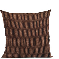 Plutus Brown Plush Pelt Animal Faux Fur Luxury Throw Pillow - Double sided  26" x 26"