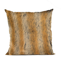 Plutus Brown Gold Chinchilla Animal Faux Fur Luxury Throw Pillow - Double sided  20" x 20"