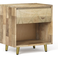 Jager SOLID MANGO WOOD 22 in Wide Bedside Nightstand Table
