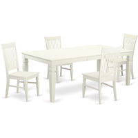 LGWE5-LWH-W 5 PC Dining room set with a Dining Table and 4 Dining Chairs in Linen White