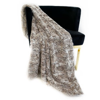 Plutus Light Brown Wild Rabbit Faux Fur Luxury Throw Blanket
