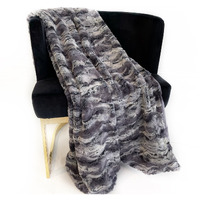 Plutus Metal Wild Rabbit Faux Fur Luxury Throw Blanket