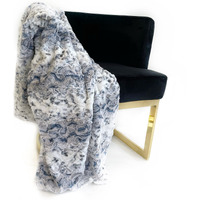 Plutus Navy Snowy Owl Faux Fur Luxury Throw Blanket