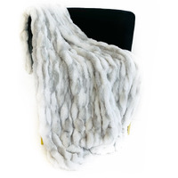 Plutus White Silver Snow Chinchilla Faux Fur Luxury Throw Blanket