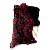 Plutus Red Black Plush Faux Fur Luxury Throw Blanket