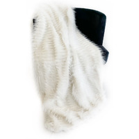 Plutus Off White Exotic Feather Faux Fur Luxury Throw Blanket
