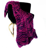 Plutus Fuchsia Black Galaxy Faux Fur Luxury Throw Blanket
