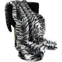 Plutus Black and White Zebra Faux Fur Luxury Throw Blanket