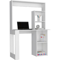 TUHOME Maine Desk With Hutch and  Shelves -White -Office